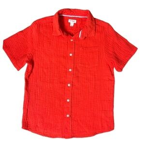Cat & Jack Boys Red Short Sleeve Button Down Front Pocket Shirt - Size L (10/12)